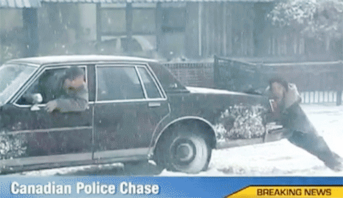 gifs - police chase gets stopped by a snow storm