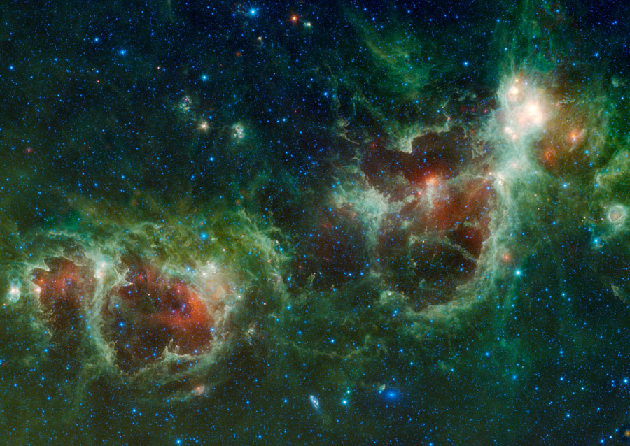 WISE: Heart and Soul Nebulas in Infrared
