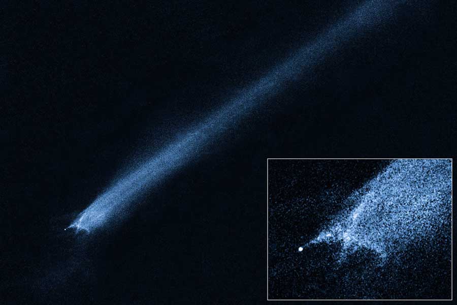 Unusual Asteroid Tail Implies Powerful Collision