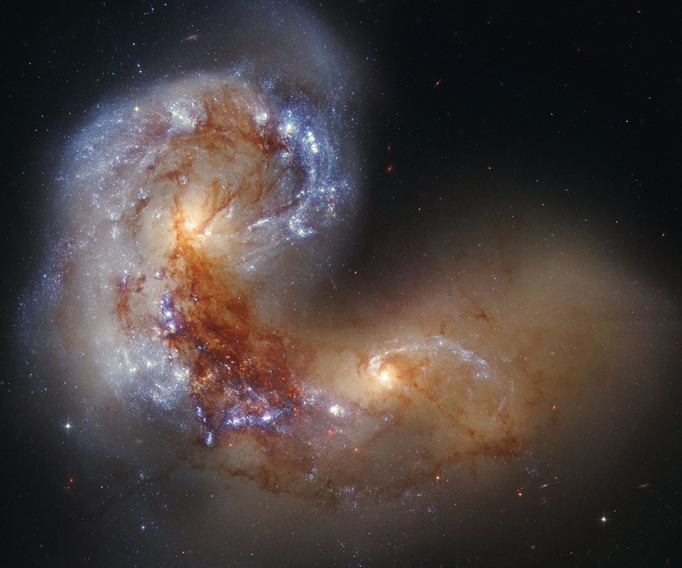 Spiral Galaxy NGC 4038 in Collision