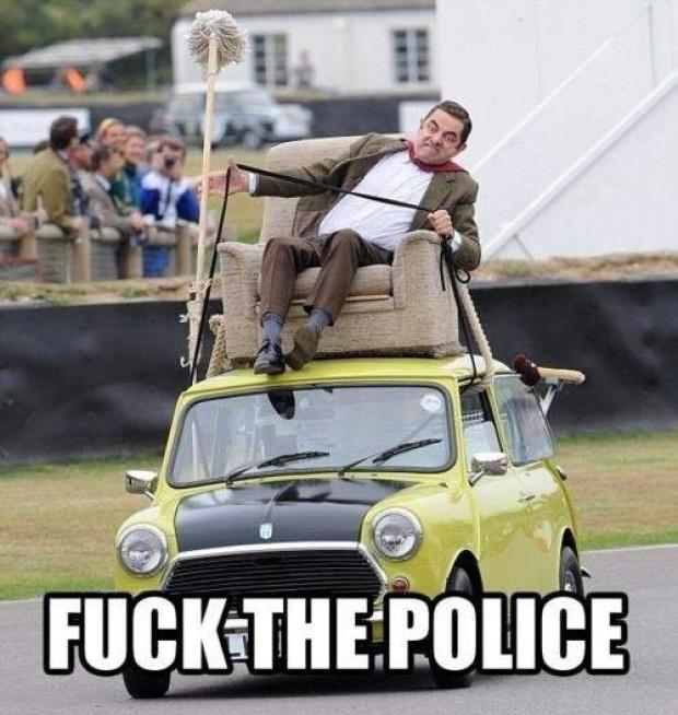 mr bean car meme - Fuck The Police