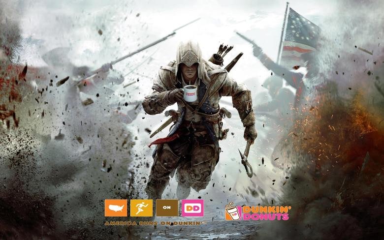 assassin's creed 3 poster - Dunkin Souts America Qons On Dunkine