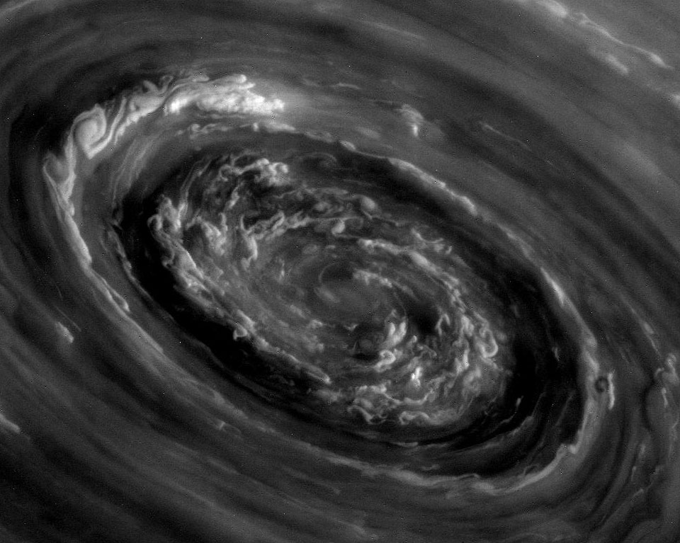 In the Center of Saturn's North Polar Vortex