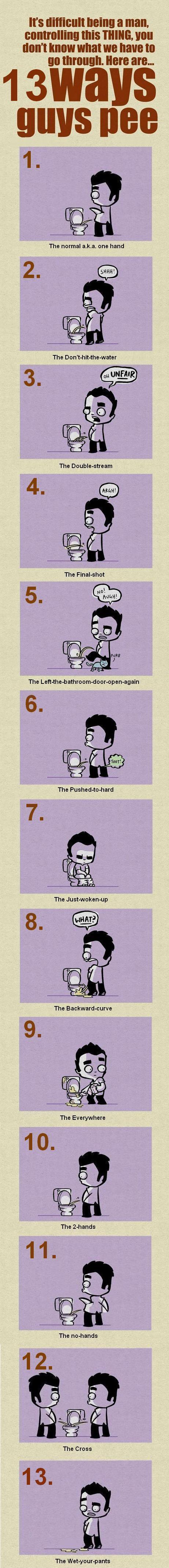 13 ways guys pee
