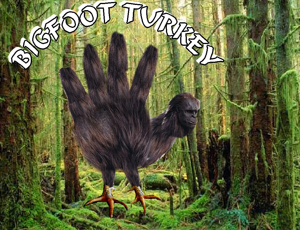 bigfoot turkey lurking in the forest 