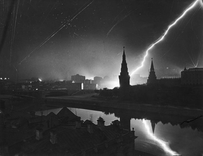 German air raid on Moscow in 1941.