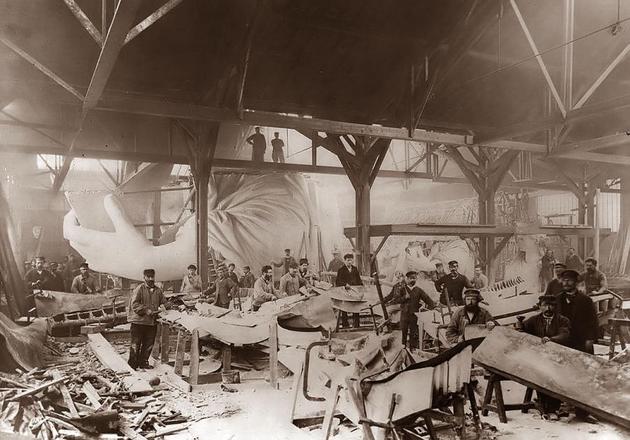 Construction of the Statue of Liberty in 1884.
