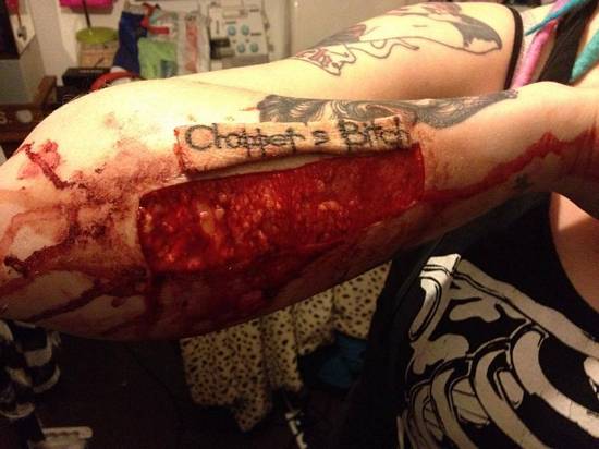 Crazy Girl Slices Off Tattoo Of Her Ex-Boyfriends Name