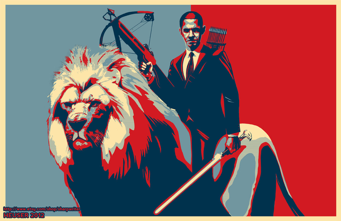 Obama on a lion