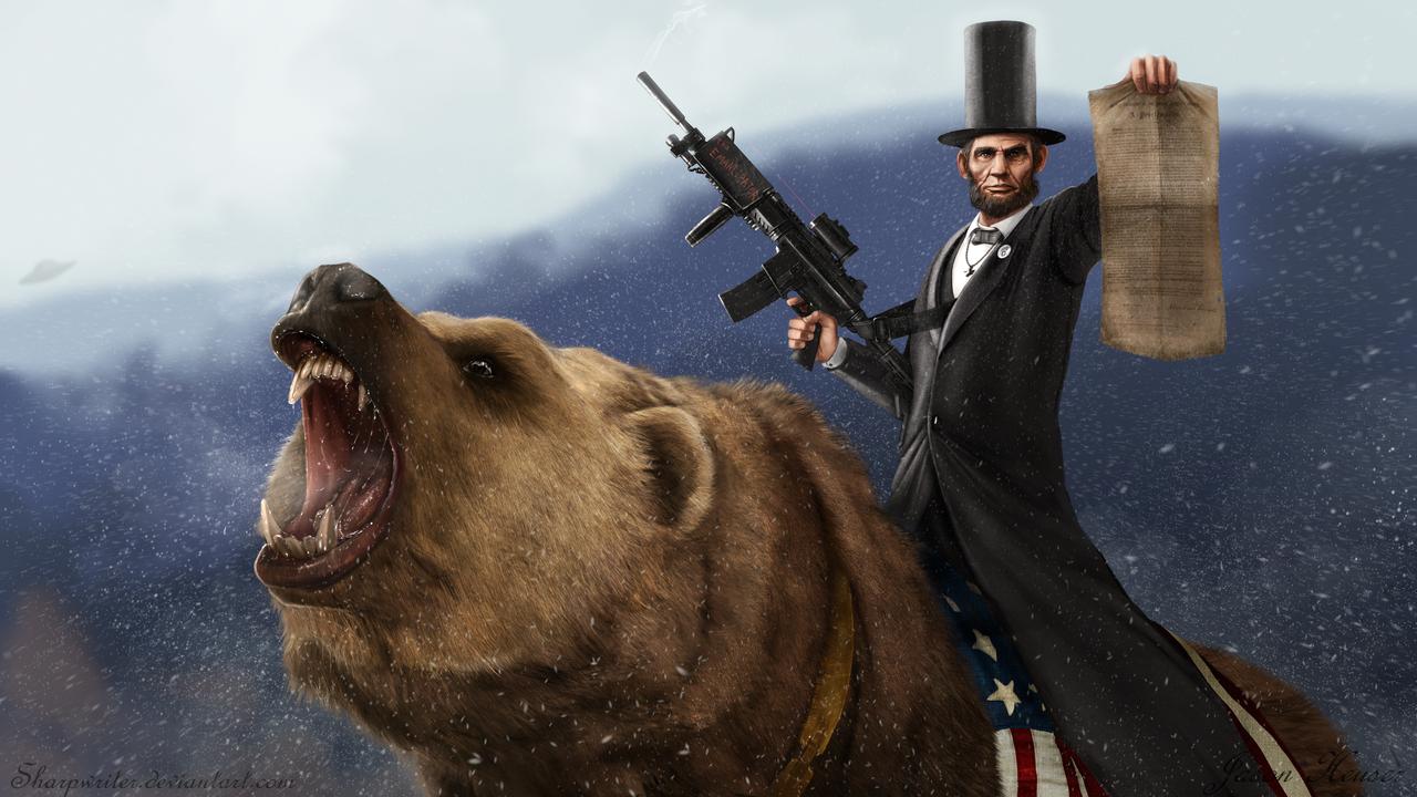 Abe Lincoln on a grizzly