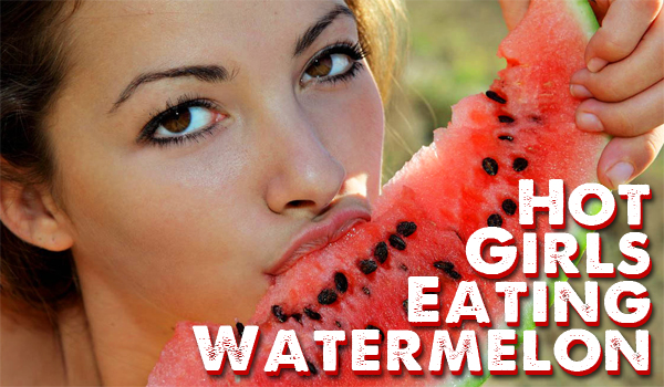 Hot girls eating watermelon