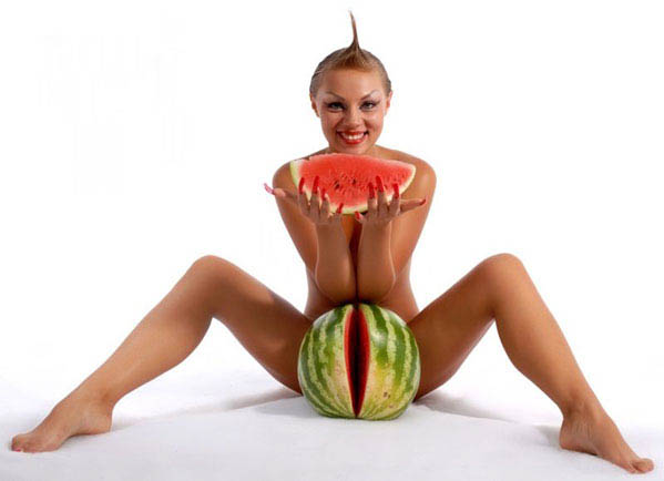 Hot girls eating watermelon