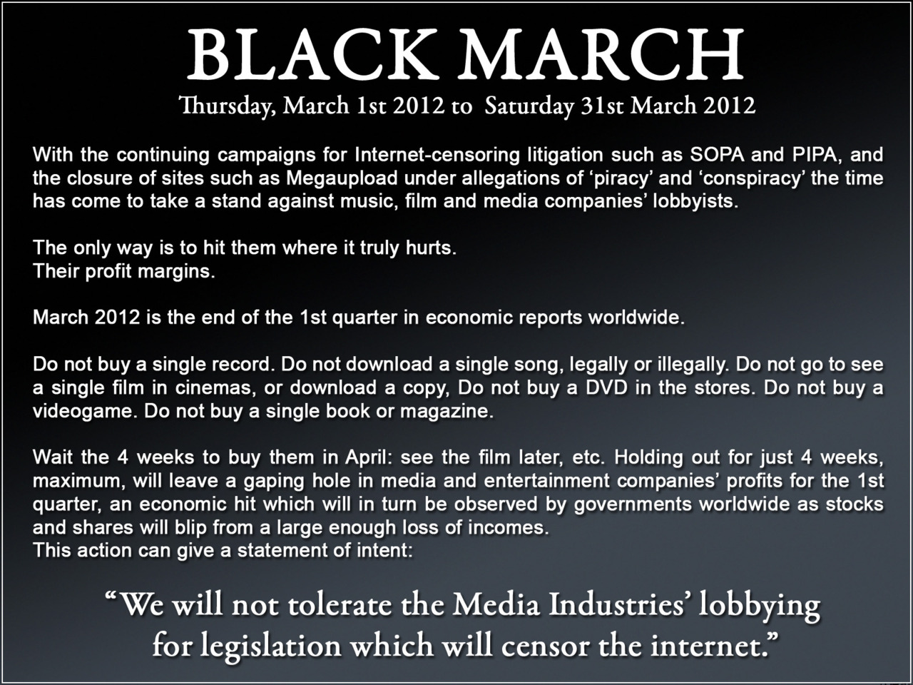 There will also be protests all across Europe on the 11th. There is also a world wide march on the Feb.27 for solidarity between all of the countries that have been fighting together for our general cause against government and corporate greed
