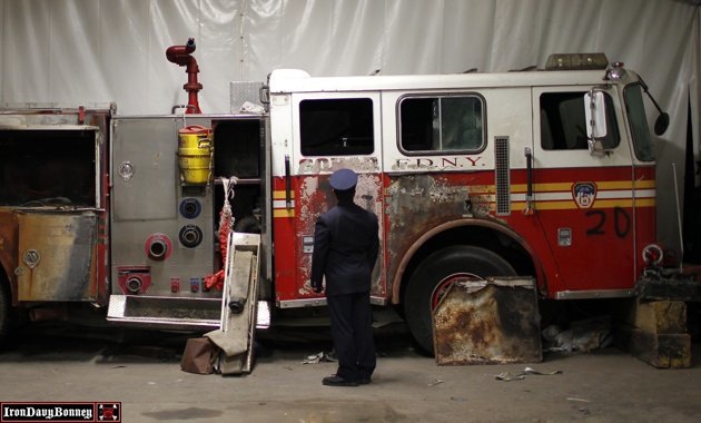 A New York City Fire Department engine recovered from the World Trade Center