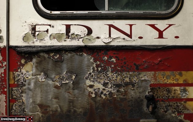 A portion of a New York City Fire Department engine recovered from the World Trade Center