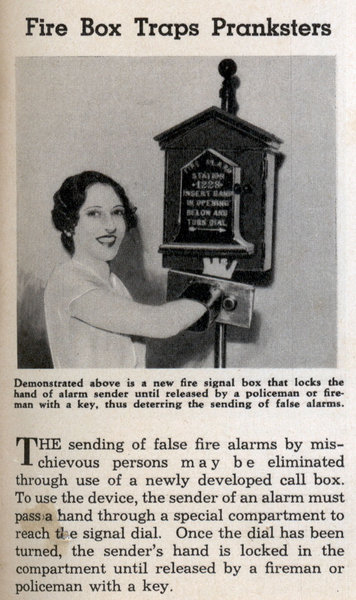 This old newspaper clip explains how to keep pranksters from setting off a false fire alarm!