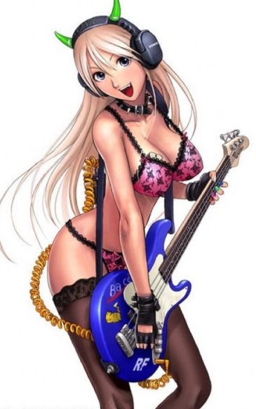 Anime cartoon - bass guitar