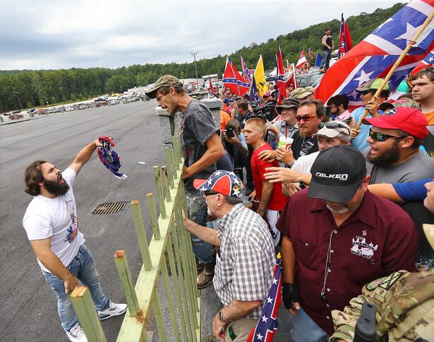 This guy burned and stomped the KKKuntfederate flag during a pro-flag rally at Stone Mtn, Georgia, the birth place of the 2nd KKK.