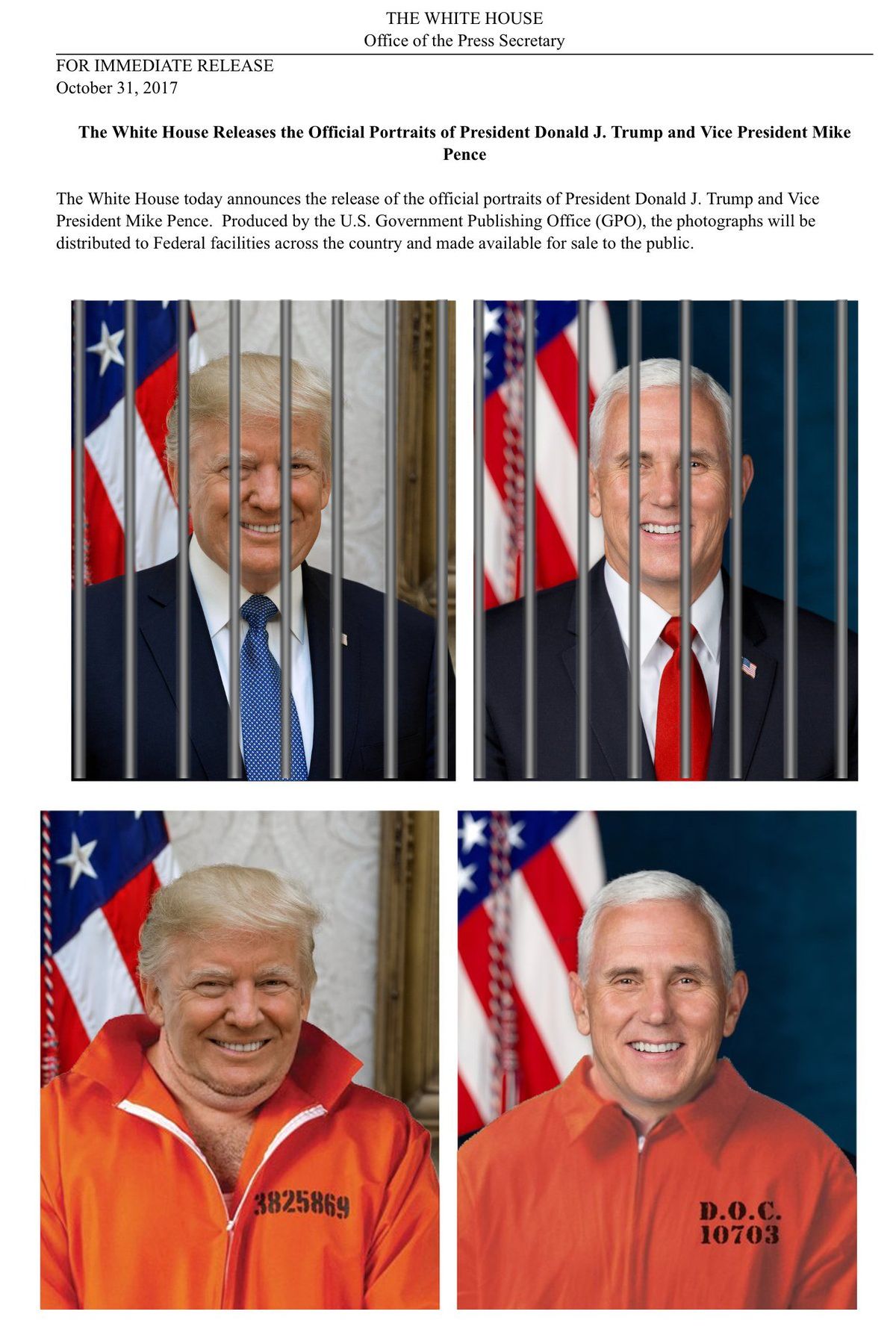 The official portraits of President Donald Drumpf and Vice President Mike Pence are finally here. Honestly, this may be the best thing about his entire presidency.