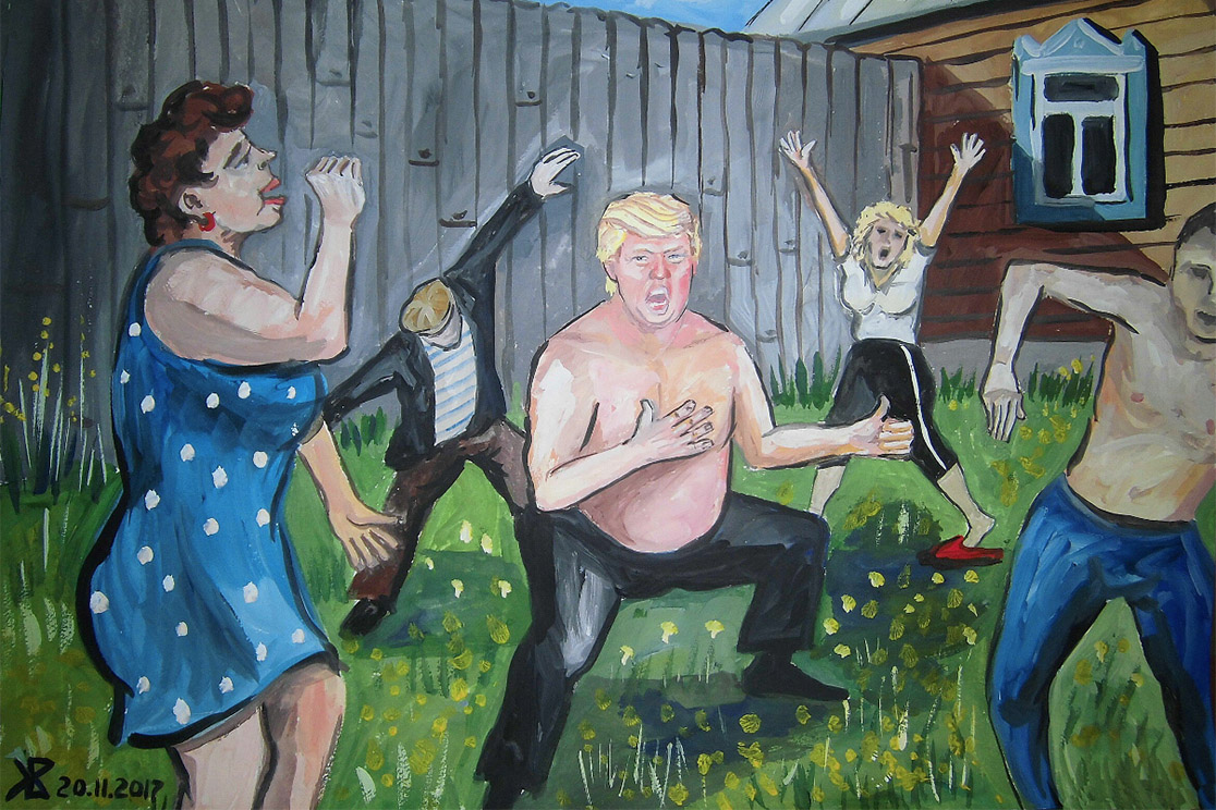 Hilarious Paintings Of President Trump Portraying Him As A Typical Russian