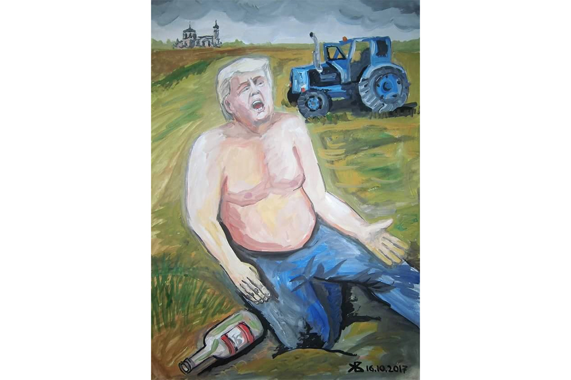 Hilarious Paintings Of President Trump Portraying Him As A Typical Russian