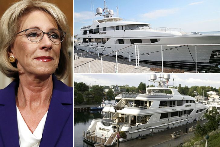 Docks $40 million toy in Ohio but registers it in Cayman Island to avoid paying $2 million in taxes (ala Mitt Romney) which could go to public education. Wait...let's remember she's the head of our education department. Just another toad in Drumpf's swamp.