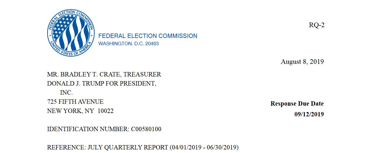 Letter containing huge 265 page list of 'Excessive, Prohibited, Impermissible' donations sent to Drumpf campaign treasurer requesting full  public  disclosure of Drumpf's federal election campaign finances.