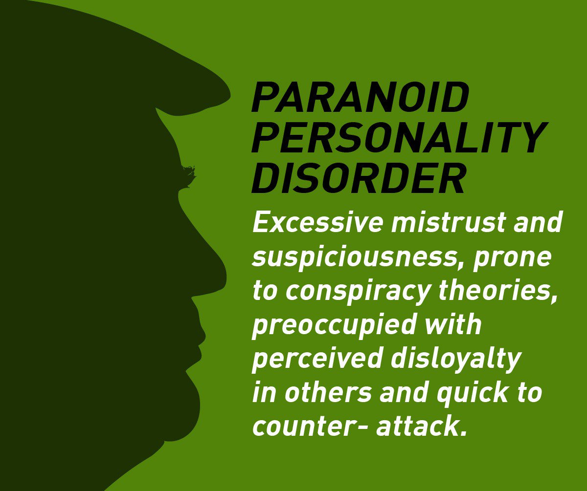 paranoid narcissist - Paranoid Personality Disorder Excessive mistrust and suspiciousness, prone to conspiracy theories, preoccupied with perceived disloyalty in others and quick to counterattack.