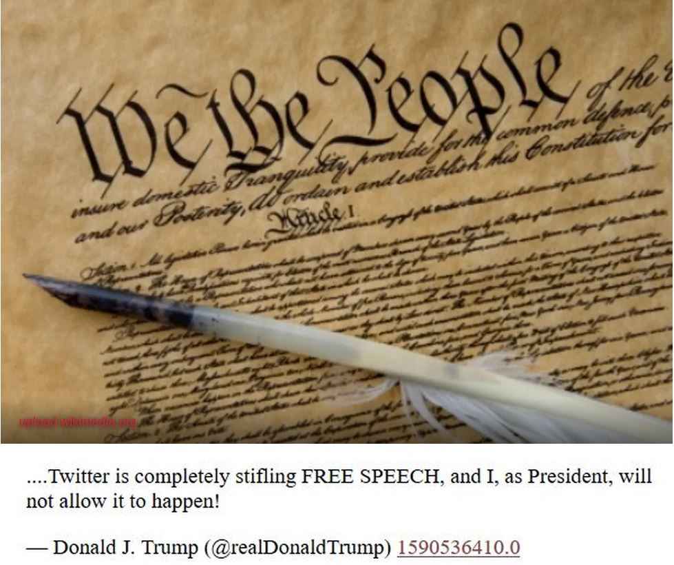 Congress shall make no law respecting an establishment of religion, or prohibiting the free exercise thereof; or abridging the freedom of speech, or of the press. In other words, corporations don't owe you shit under the First Amendment. DC Court case in point: https://www.documentcloud.org/documents/6929144-FreedomWatch.html