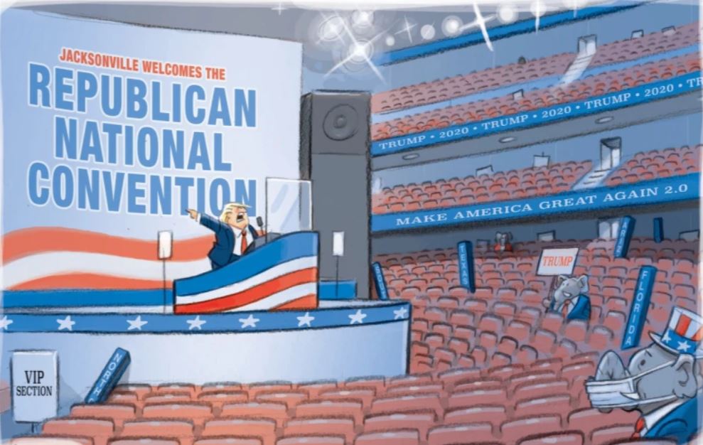 Political cartoon - Jacksonville Welcomes The Te Republican National Convention Trump 2020 Trump 2020. Trump 2020 Make America Great Again 2.0 Trump Vip Section