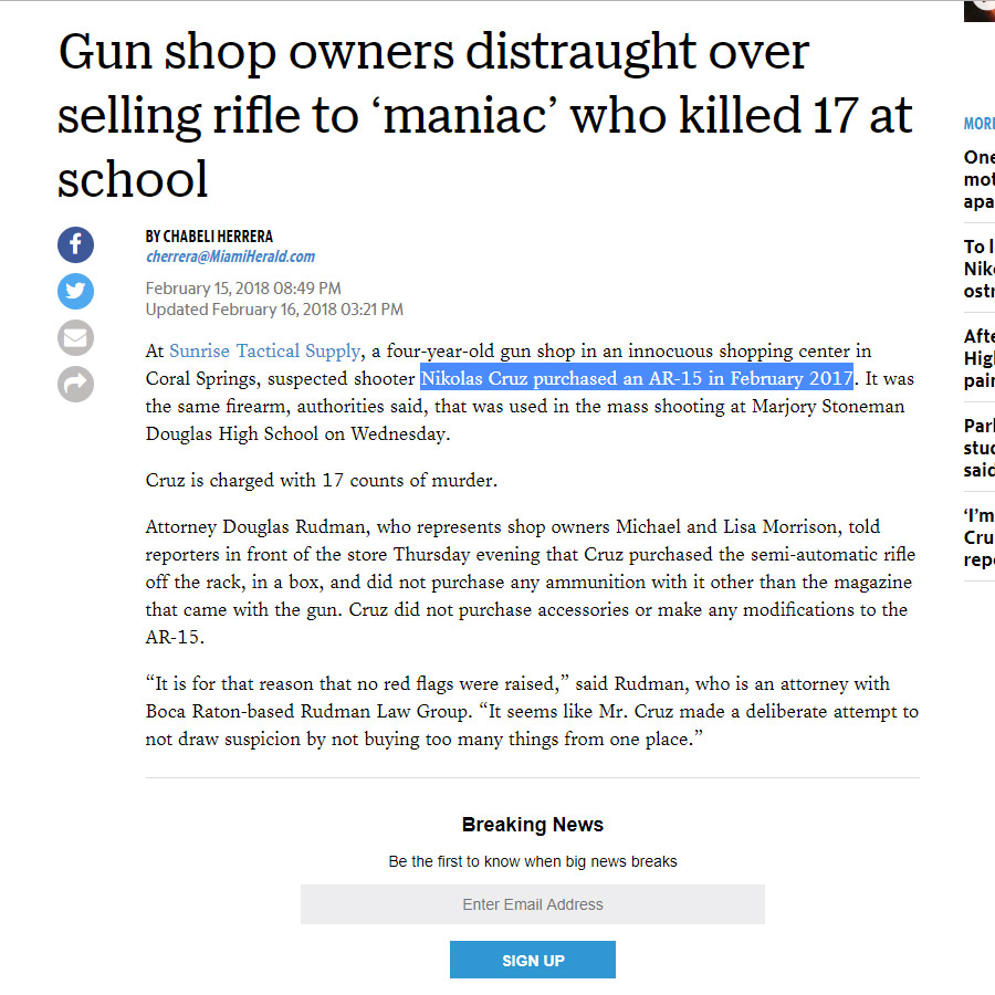Trump to Blame for Gun Control /Florida School Shooting