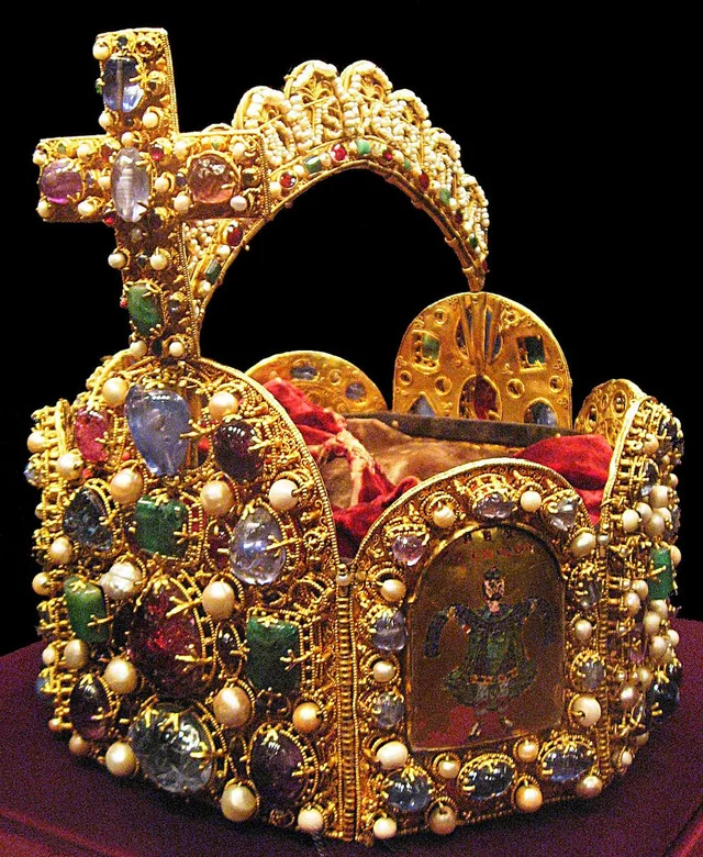 The Imperial Crown of the Holy Roman Empire. Otto III was crowned HRE with it in 994 by Pope Gregory V. The cross was added early 11th century, and the arch ca. 1030.