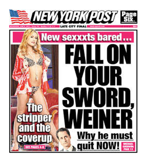 Funniest Anthony Weiner headlines