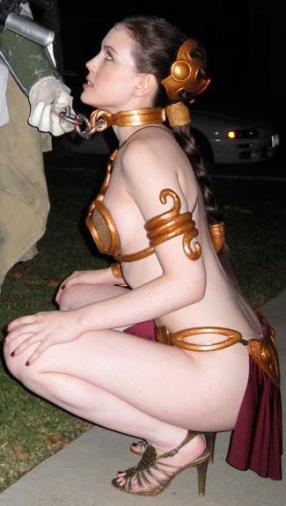 Girl In Princess Leia Slave Costume