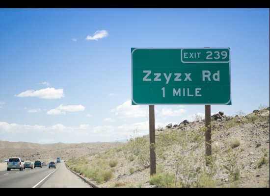 zzyzx road sign - Exit 239 Zzyzx Rd 1 Mile