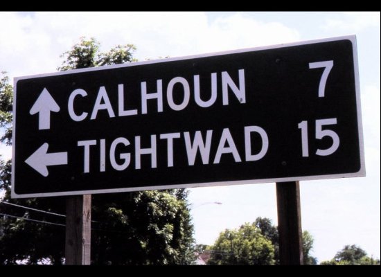 street sign - Calhoun 7 Tightwad 15