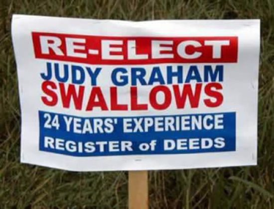 funny name judy graham swallows - ReElect Judy Graham Swallows 24 Years' Experience Register Of Deeds