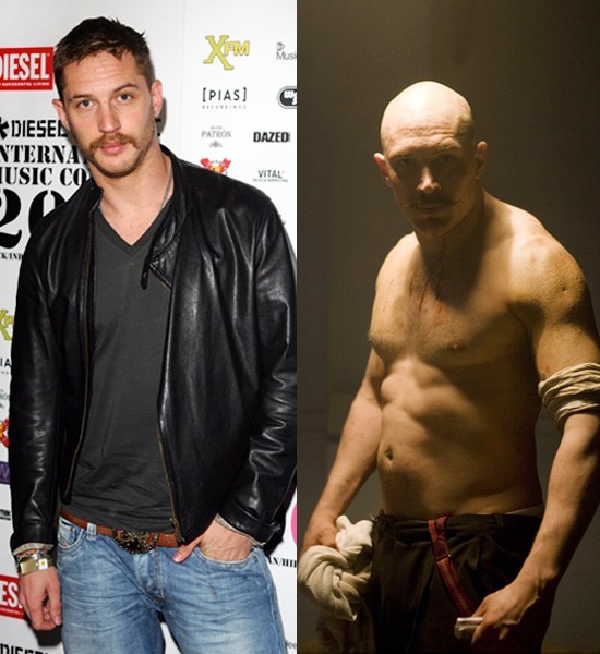 Tom Hardy in "Bronson" 2008 Put on 42 of solid muscle for the film by doing 2,500 press-ups a day for five weeks.