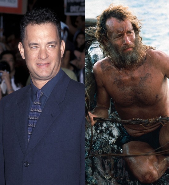 Tom Hanks "Castaway" 2000 He took a year to lose 50 to 55 pounds and grow his hair out to shoot the second half of the film on the island.