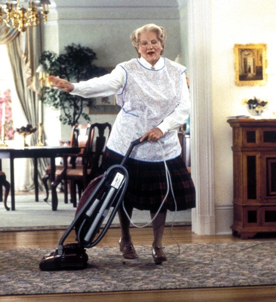 Mrs. DoubtfireIf you watch "Mrs. Doubtfire" backwards, its about a transvestite who gives up his love of dressing like an old British woman in order to move back in with his wife and kids.