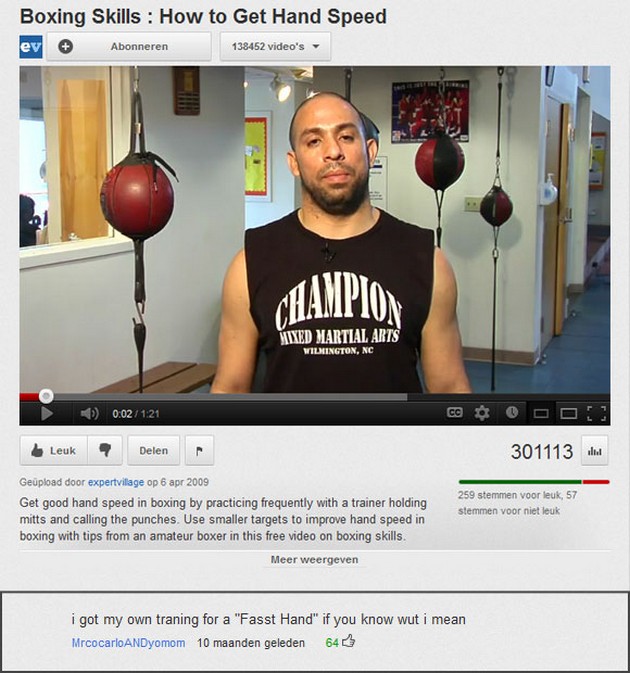 youtube comment shoulder - Boxing Skills How to Get Hand Speed ev Abonneren 138452 video's Champion Mixed Martial Arts Vilkington, Nc Leuk Delen 301113 Geupload door expertvillage op Get good hand speed in boxing by practicing frequently with a trainer ho