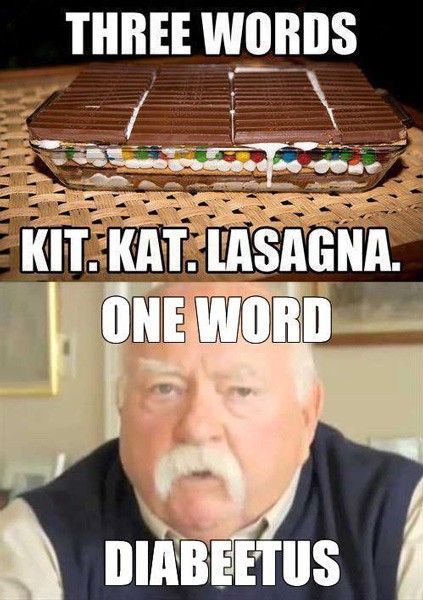 kit kat lasagna diabeetus - Three Words T Kit. Kat. Lasagna. One Word Diabeetus