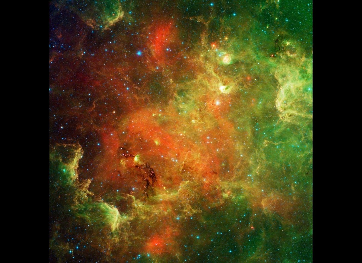 A swirling a landscape of stars known as the North America Nebula