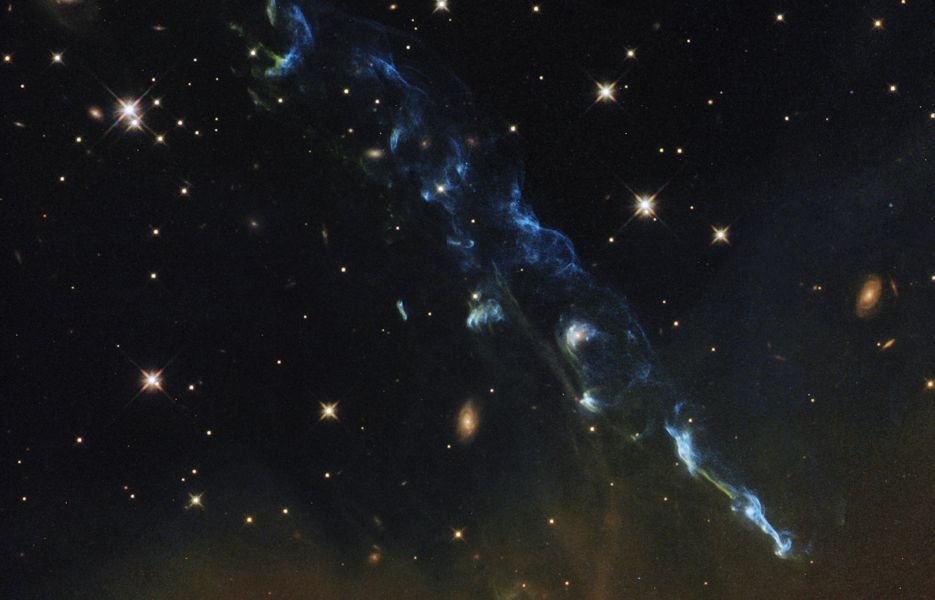 Known as Herbig-Haro 110 and spotted in the constellation Orion, the geyser is located some 1,300 light years from Earth. Hubble Space Telescope captured the image and NASA released it July 3.