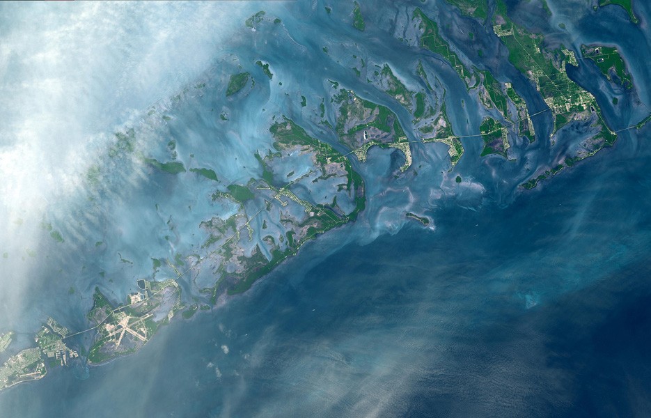 NASA's Terra satellite captured this striking image of the Florida Keys in October 2011