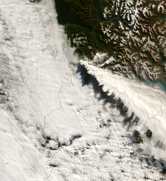 Chaiten Volcano in southern Chile erupted on May 2, 2008, and a plume of ash rose to between 35,000 and 55,000 feet in the atmosphere.