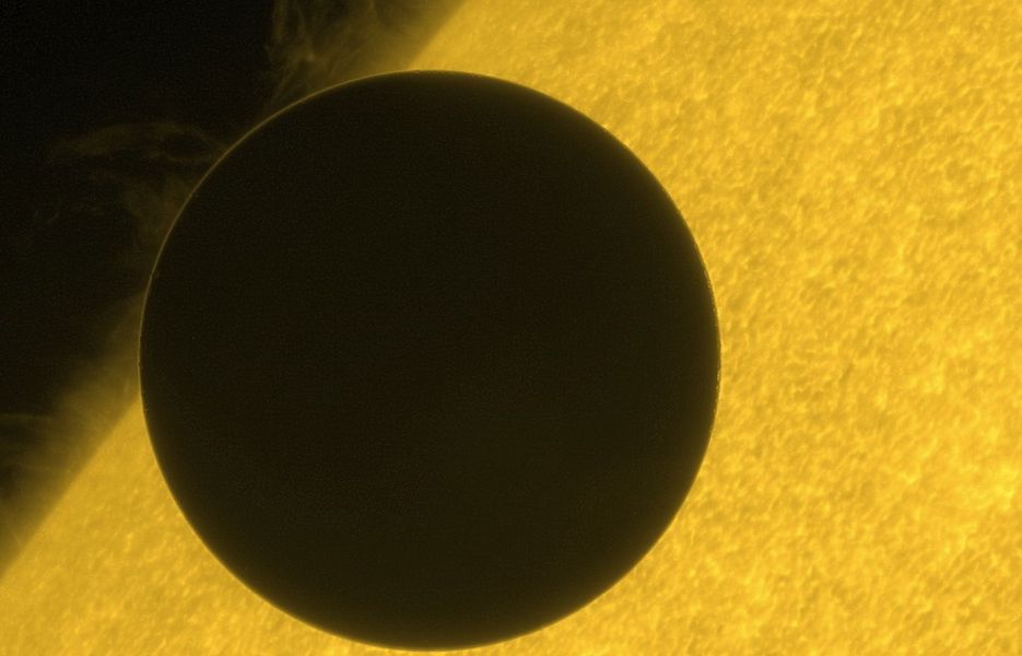 A brilliant shot of Venus crossing the sun. Hinode spacecraft captured the image
