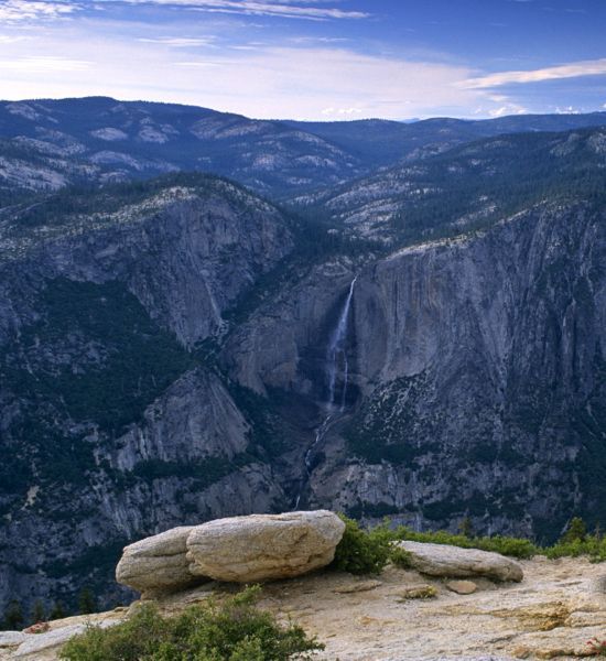 Yosemite National Park including El Capitan, Half Dome and Yosemite Falls from Sentinel Dome, California.