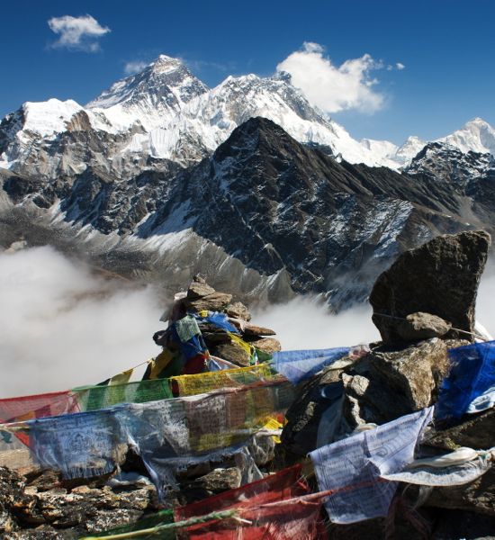 Mt. Everest, seen from Gokyo Ri, a peak in the Himalayas, Nepal.