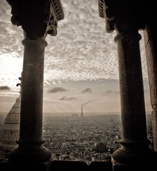 The view the Paris cityscape from Sacre Couer Basilica.